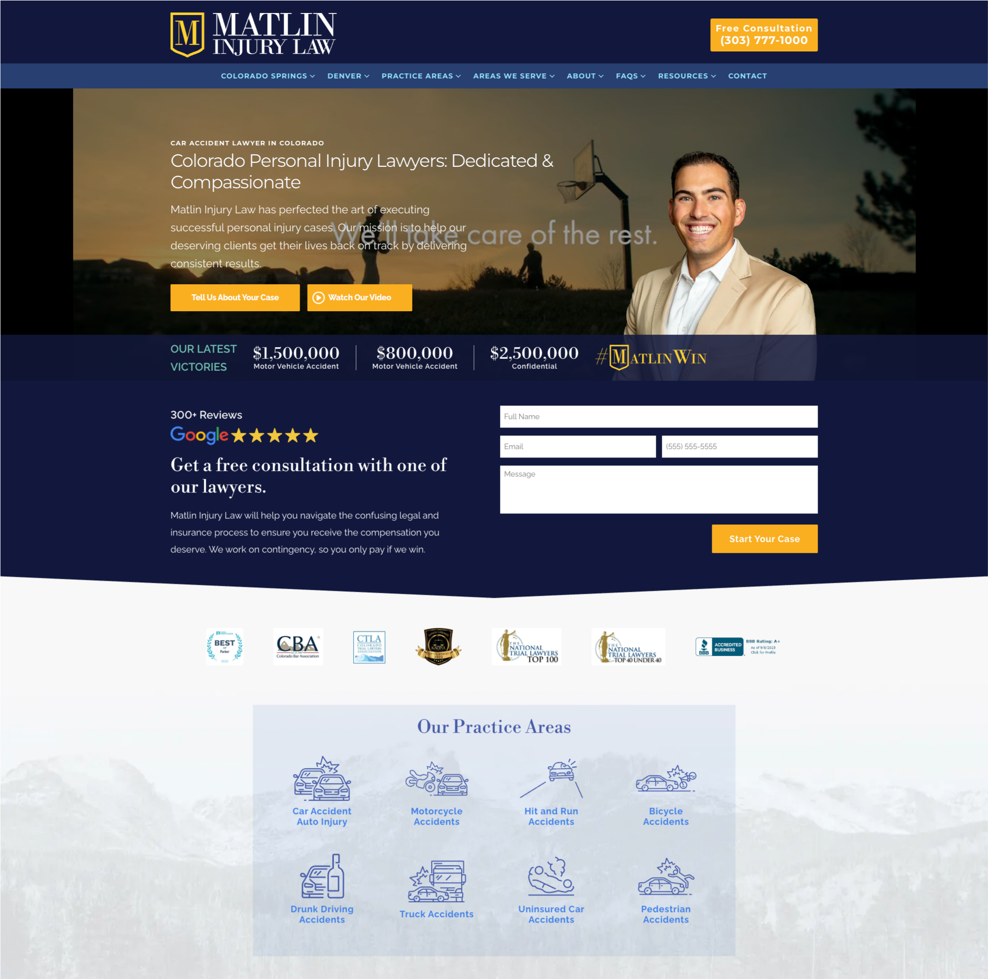 Matlin Injury Law website screenshot (cropped)