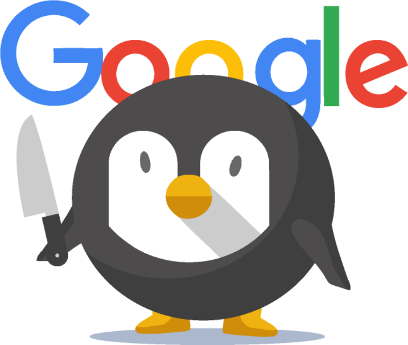 Google Penguin mascot overlapping screenshot